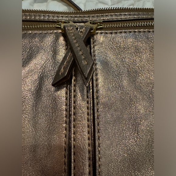 FOSSIL Erin Small Top Zip Crossbody Bag Handbag Copper Rose Gold Metallic NWT - Picture 7 of 12